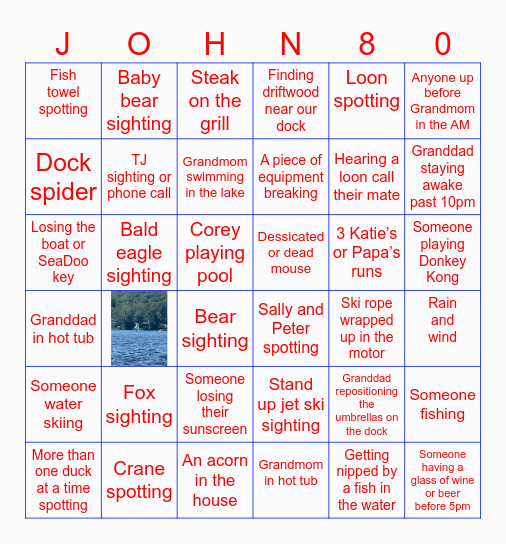 Granddad’s Otis Birthday Bingo! Bingo Card