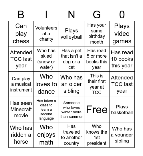 Find Someone Who..... Bingo Card