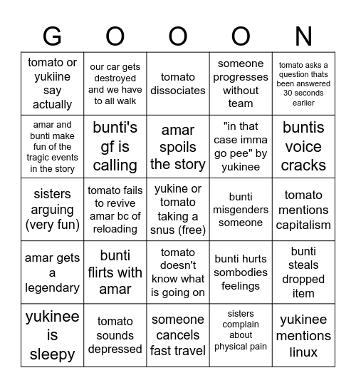 Gaming w/ the boys bingo Card