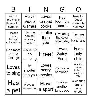 Find Someone Who... Bingo Card