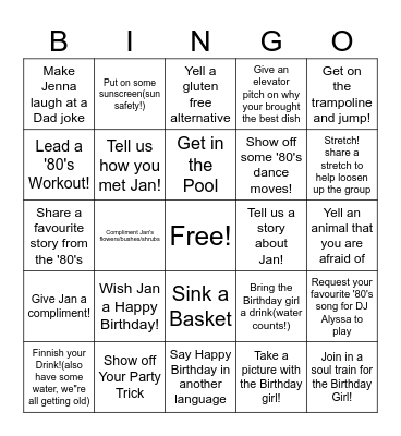 Still Sweating to the Oldies at 65! Bingo Card
