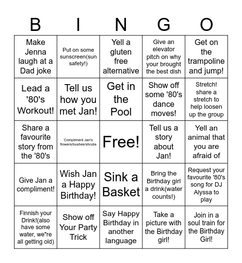 Still Sweating to the Oldies at 65! Bingo Card