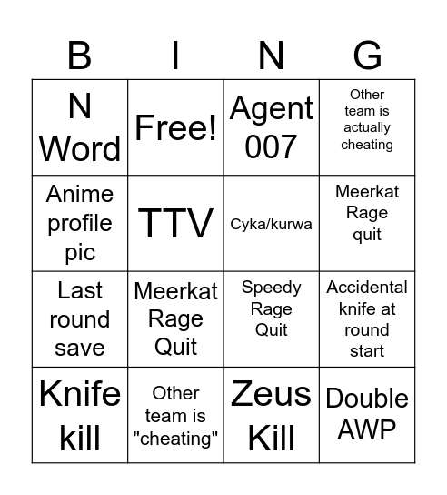 CS2 Vortex Bingo Card