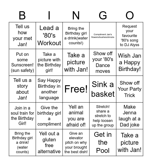 Still Sweating to the Oldies at 65! Bingo Card