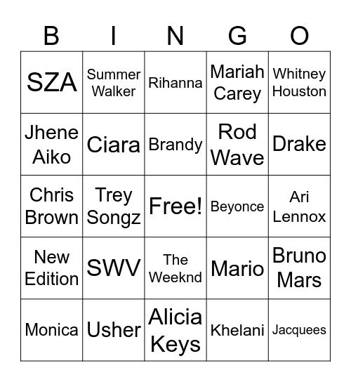 SAB Hood Bingo Card