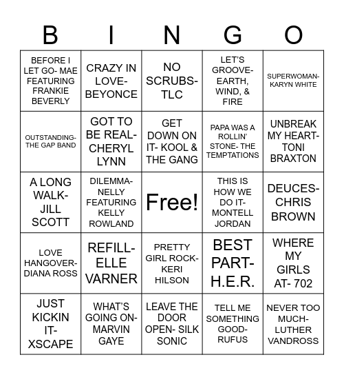 MUSIC Bingo Card