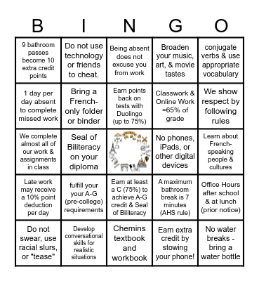 2025 Syllabus Bingo Card