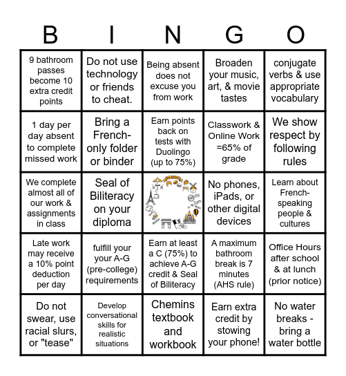 2025 Syllabus Bingo Card