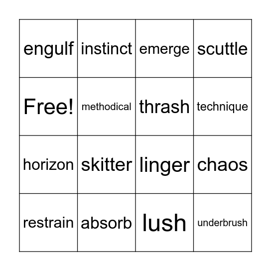 The Wild Robot - Ch. 1-13 Bingo Card