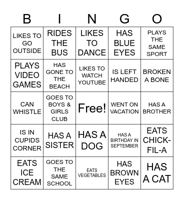 Find a Friend Who... Bingo Card