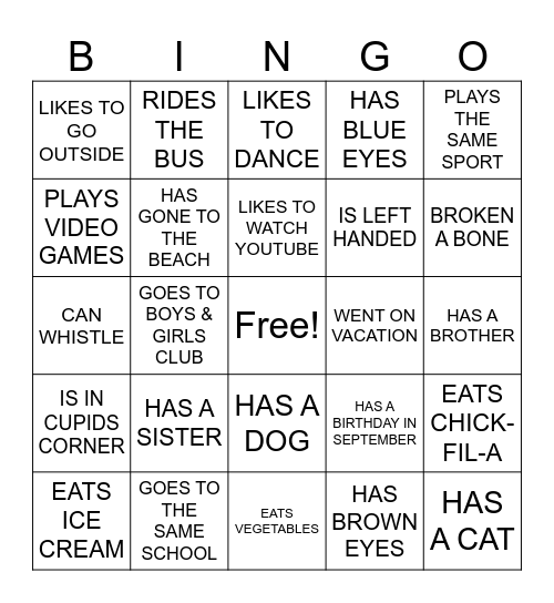 Find a Friend Who... Bingo Card