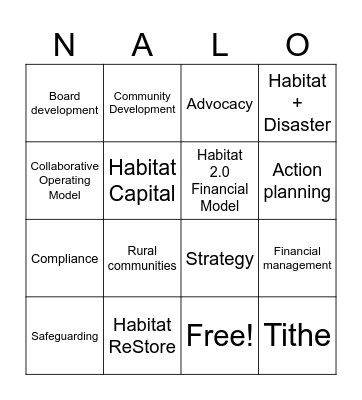 NALO Bingo Card