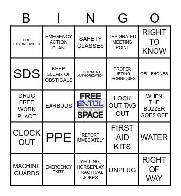 SHOP SAFETY AND CONDUCT RULES BINGO Card