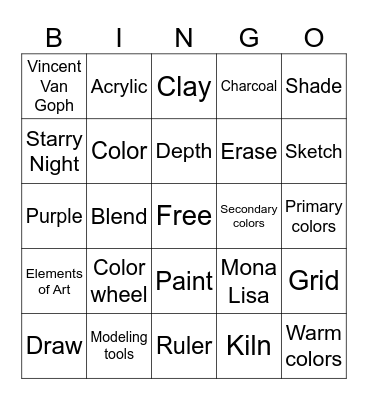 Art Bingo Card