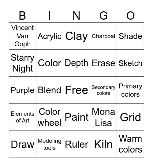 Art Bingo Card