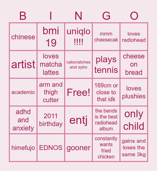 mae's bingo Card