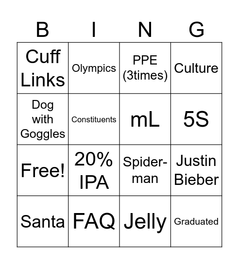 Boratory Bingo Card