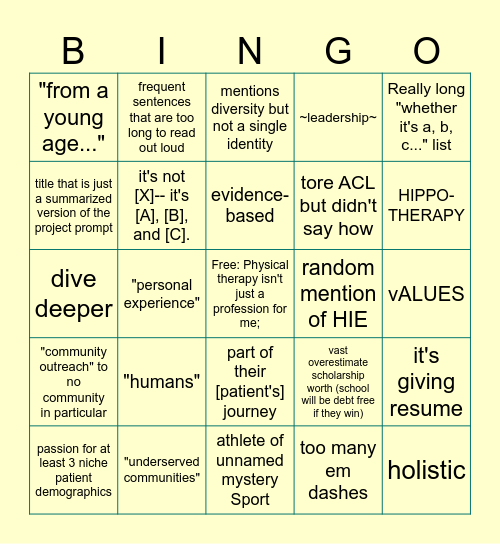 "probably AI" Bingo Card