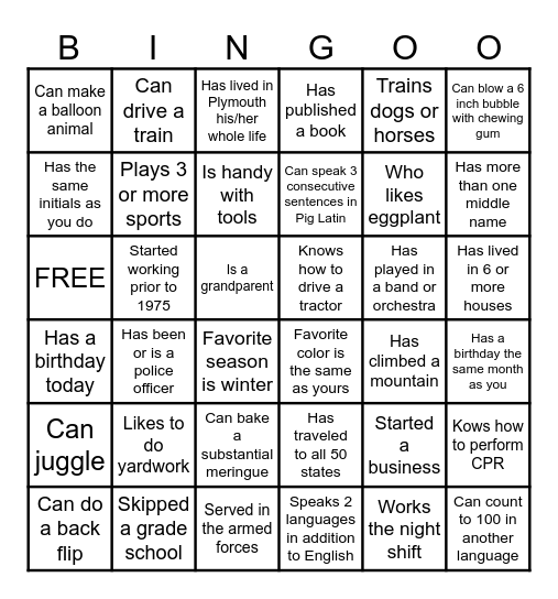 Pheasant Hills Neighborhood Bingo Card