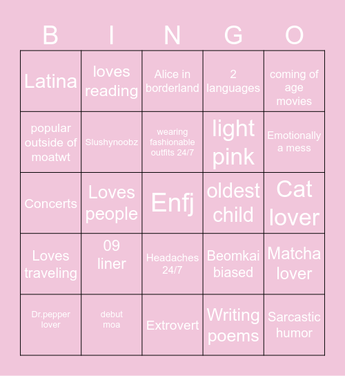 My bingo 😈 Bingo Card