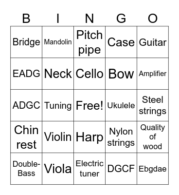 String Family Bingo Card