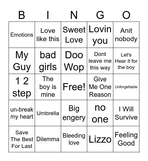 Black is Beautiful Bingo Card