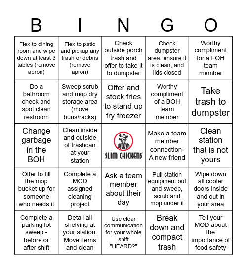 BACK OF HOUSE Bingo Card