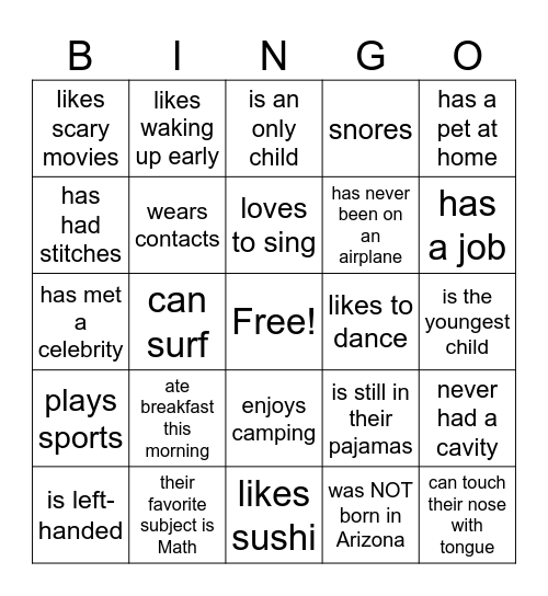 Human Bingo - Find SOMEONE Who ... Bingo Card