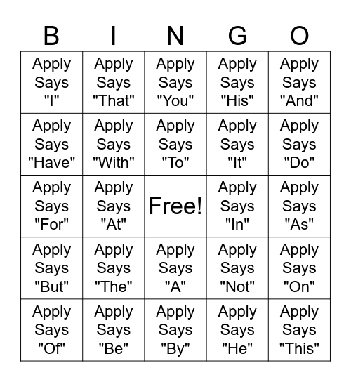 Apply Bigno Bingo Card