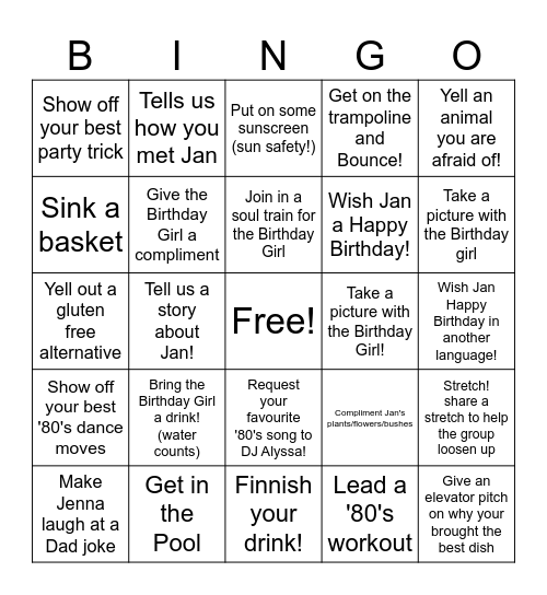 Still Sweating to the Oldies at 65! Bingo Card