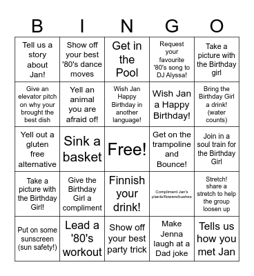 Still Sweating to the Oldies at 65! Bingo Card
