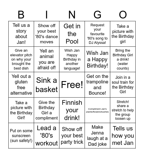Still Sweating to the Oldies at 65! Bingo Card