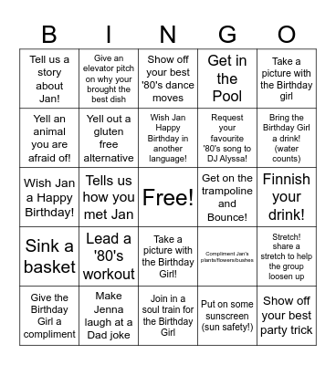 Still Sweating to the Oldies at 65! Bingo Card
