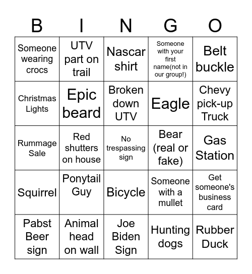 GSS 2025 Trail Rider Bingo Card