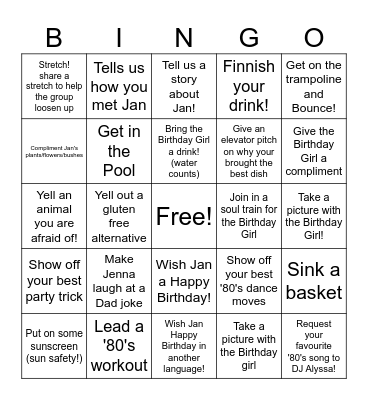 Still Sweating to the Oldies at 65 Bingo Card