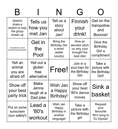 Still Sweating to the Oldies at 65 Bingo Card