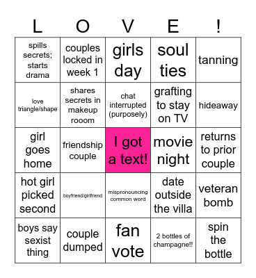 Love island bingo Card