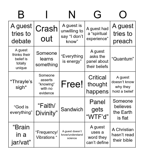 Batcolyte Bingo Card
