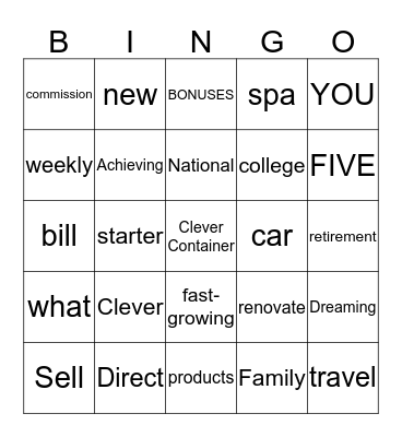 CLEVER CONTAINER Bingo Card