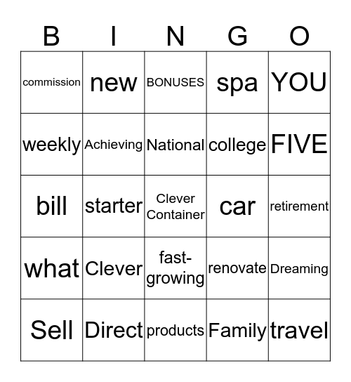 CLEVER CONTAINER Bingo Card