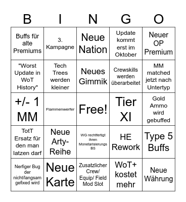 WoT September Update BB Bingo Card