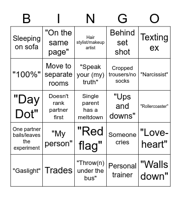 MAFS Bingo Card
