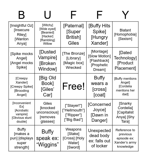 Buffy Bingo Card