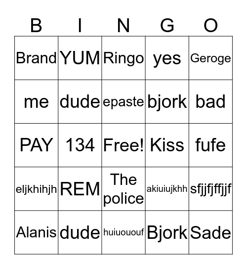 Untitled Bingo Card