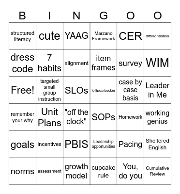 PD Bingo Card