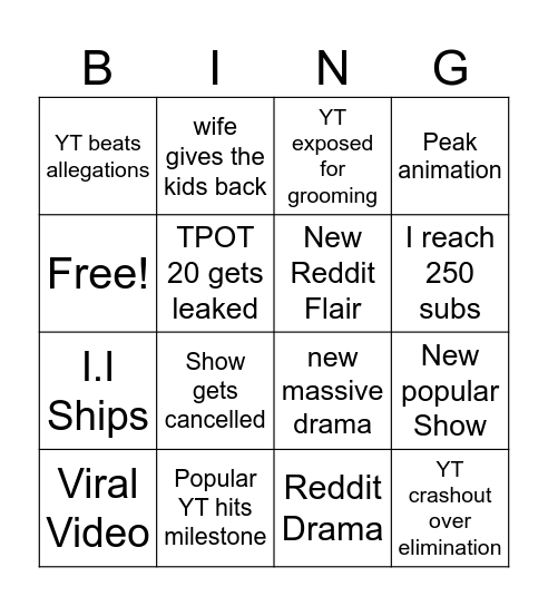 OSC bingo August Bingo Card