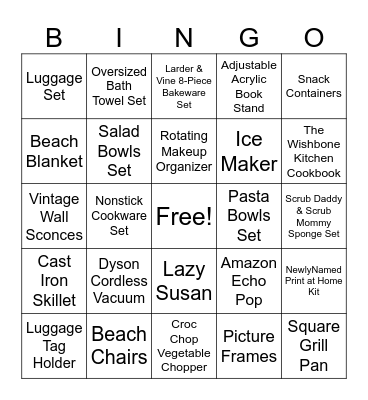 Bridal Shower Bingo Card