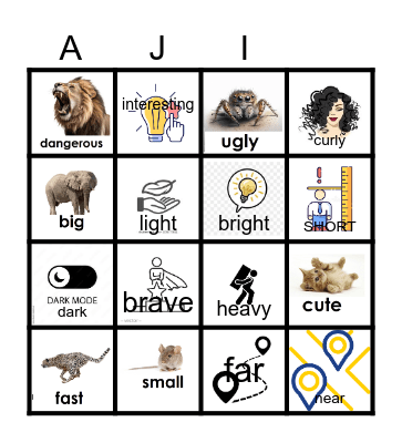 ADJECTIVES Bingo Card