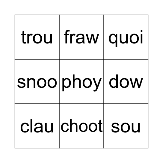 Vowel Team Tic-Tac-Toe Bingo Card
