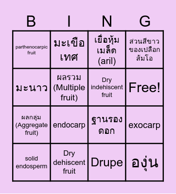 Fruit Bingo Card